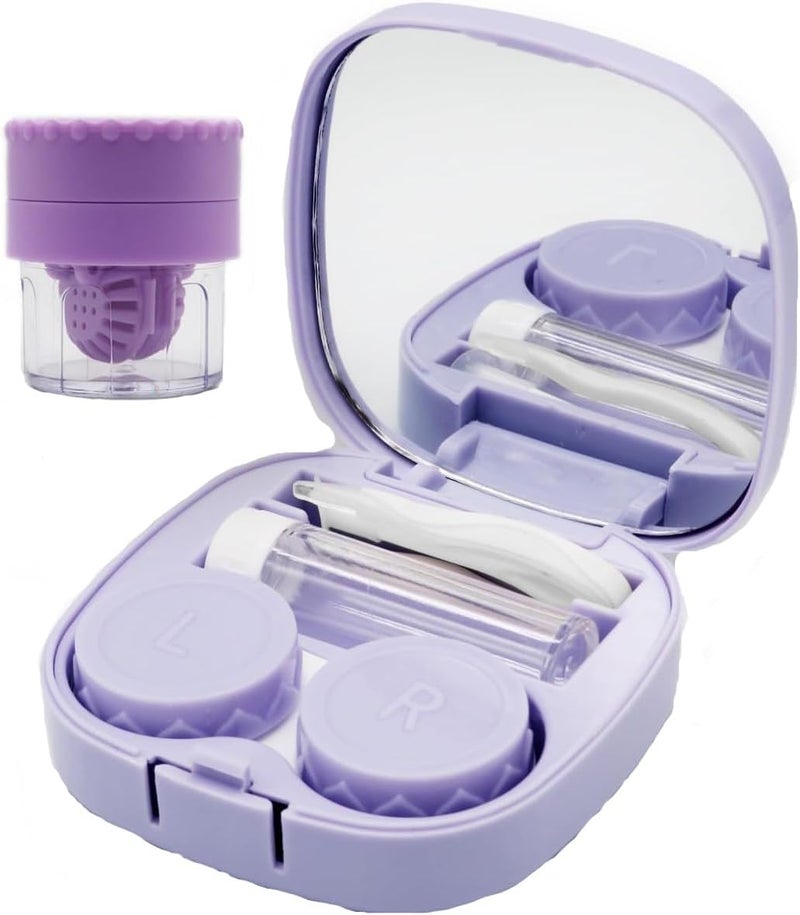Odluzy General compatible design Contact Lens Case with Cleaner Washer, Travel Size, Cute Colored Contact Lenses Applicator, Removal Tool Kit with Mirror Solution Bottle for Daily Outdoor (Purple) Market multi-use trusted quality - Image 1