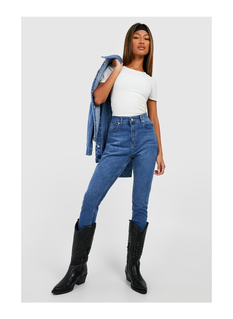 boohoo - Shaper Mid Rise Skinny Jeans - Image 1