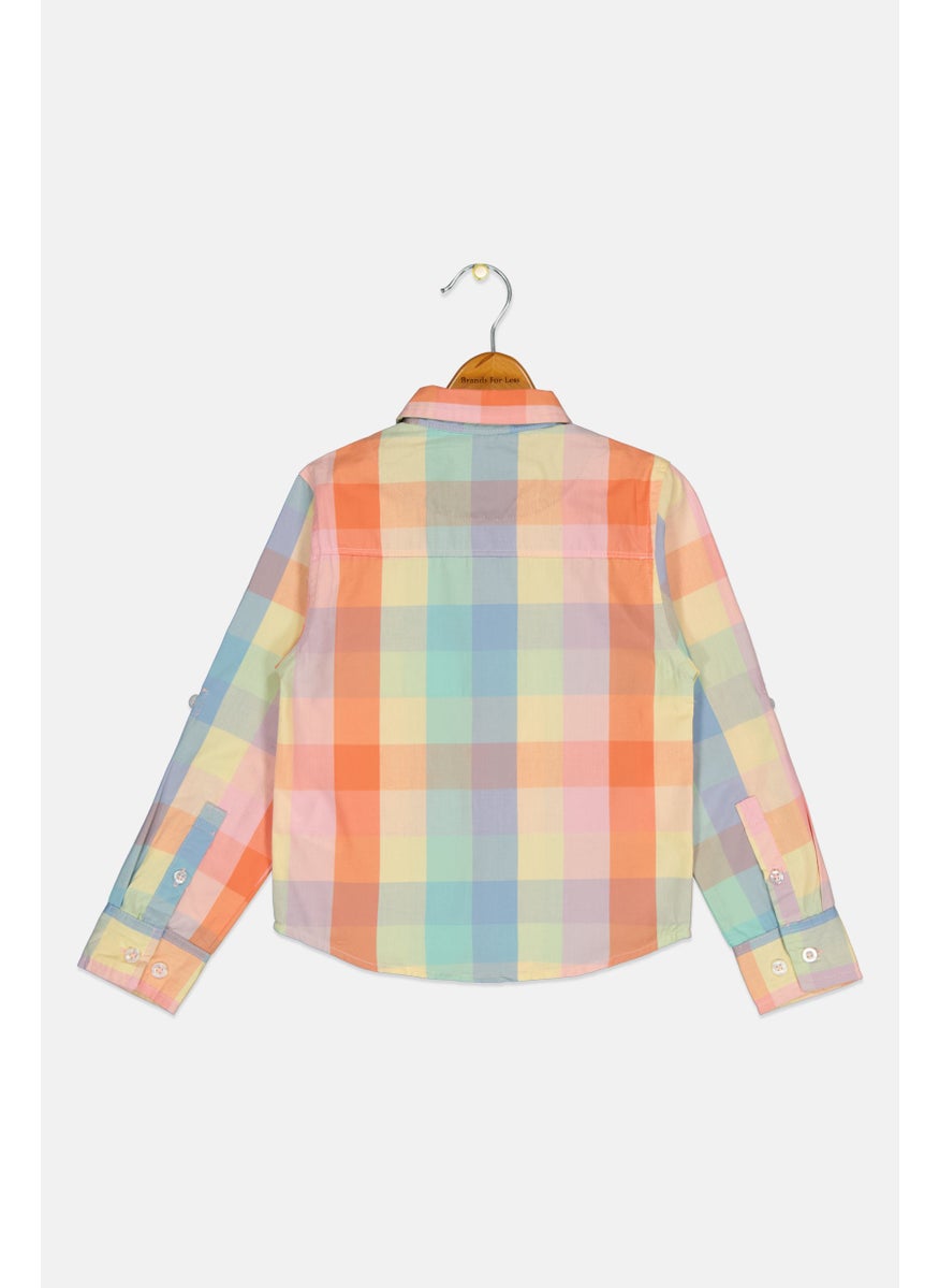 DKNY Kids Boy Regular Fit Plaid Long Sleeves Casual Shirt, Multicolor  - Image 2