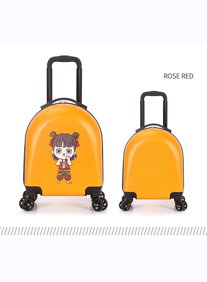 Children Cute Cartoon Trolley Case,Kids Boarding Suitcase,18 Inch Portable Luggage for Boys and Girls Travel Luggage with Sliding Wheels （18 Inch Yellow）  - Image 1