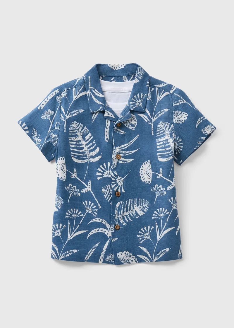 Matalan Boys Blue Leaf Tee & Shirt Set
