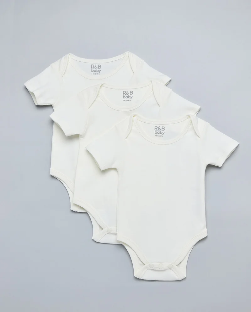 أر أند بي 3 Pack Solid Bodysuits with Short Sleeves
