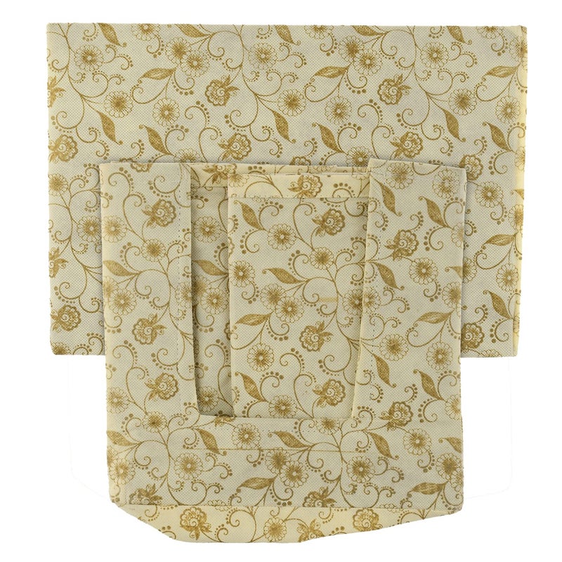 Kuber Industries Kuber Industries Metallic Flower Printed Multiuses NonWoven Closet Organizer With Handles Cream HS43KUBMART26447  - Image 5