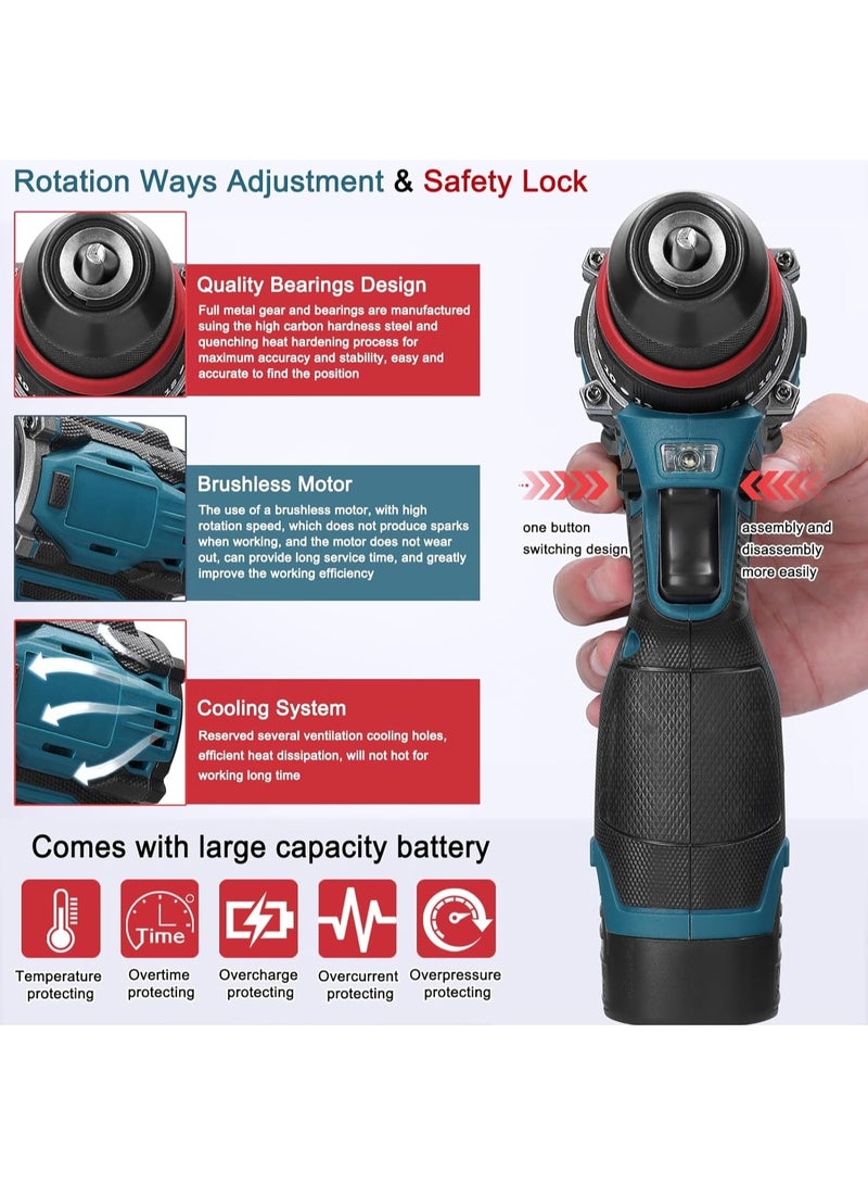 JSA Brushless Cordless Drill 10mm – Powerful 18V Motor – Complete 24-Piece Drilling & Screw-Driving Set with High-Performance Battery and Fast Charger - Image 3