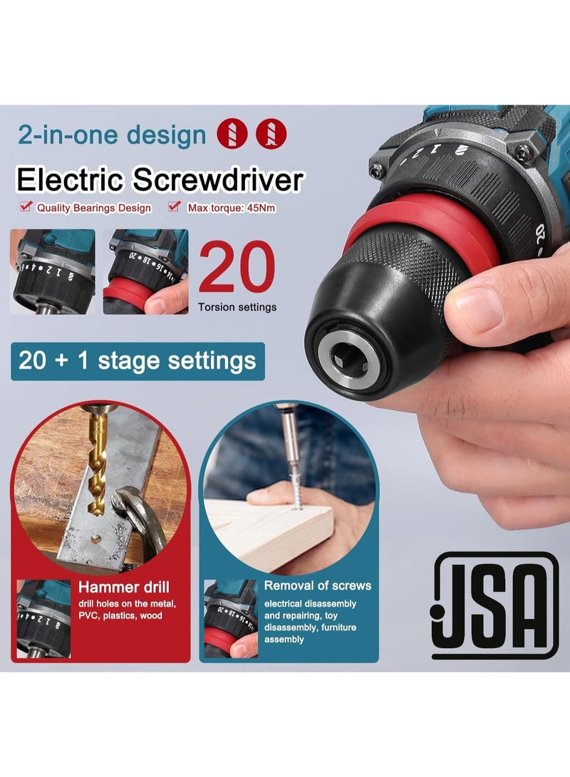 JSA Brushless Cordless Drill 10mm – Powerful 18V Motor – Complete 24-Piece Drilling & Screw-Driving Set with High-Performance Battery and Fast Charger - Image 4