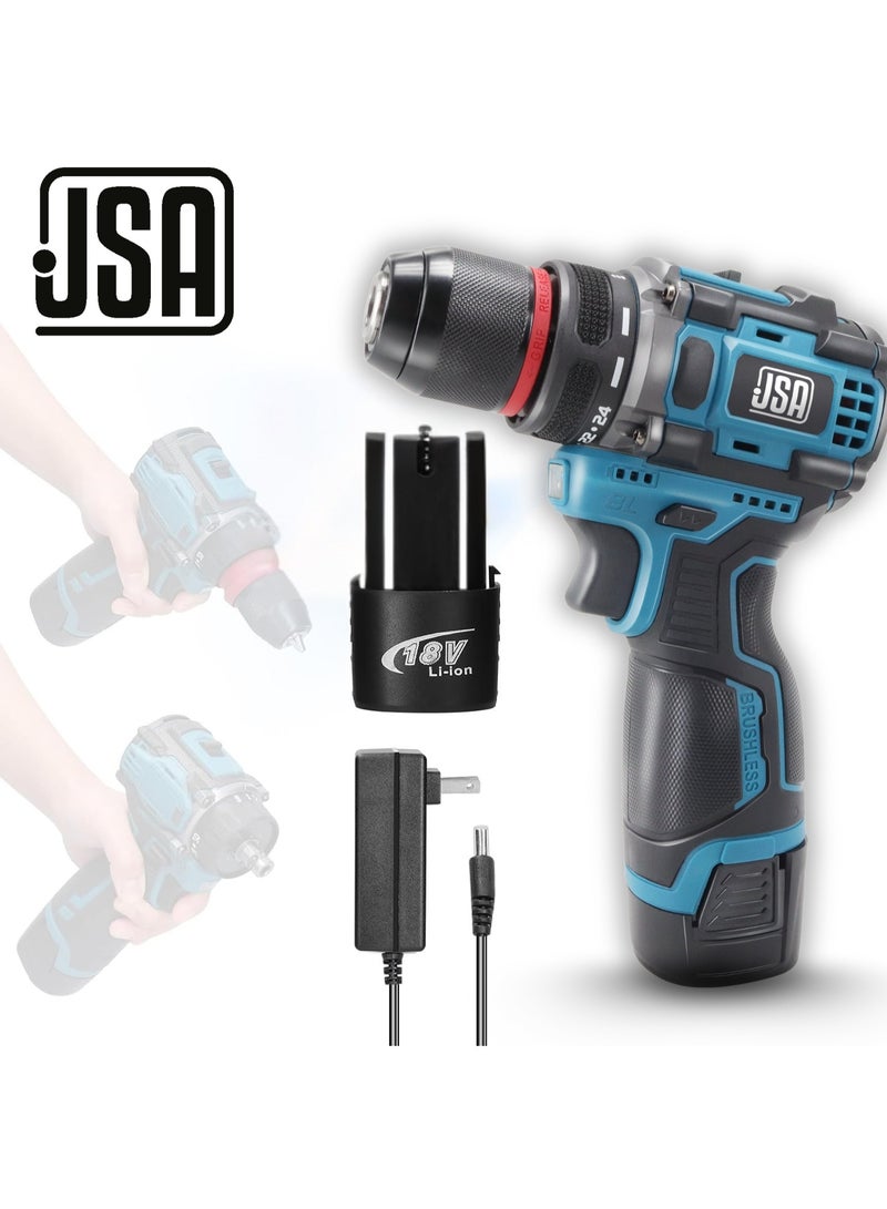 JSA Brushless Cordless Drill 10mm – Powerful 18V Motor – Complete 24-Piece Drilling & Screw-Driving Set with High-Performance Battery and Fast Charger - Image 1