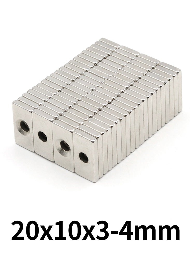 النيوديميوم المغناطيس 20MM العاشر 10MM العاشر 3hole 4MM N35 الحديد البورون كتلة سوبر مغناطيس دائم الثلاجة المغناطيس 0.79x0.39x0.12-0.16 بوصة - Image 1