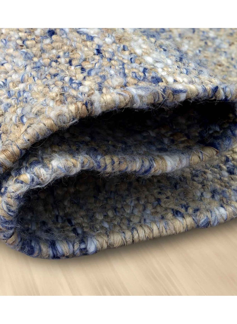 EVELYN - JUTE /POLYESTER RUG - 150 CM ROUND- BLUE - Image 2