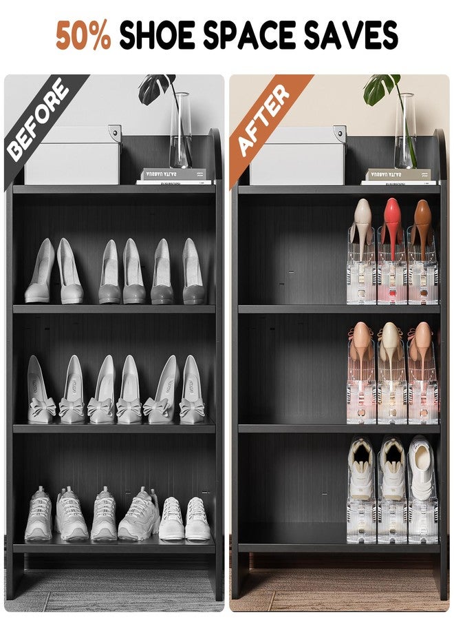 Neprock Shoe Slots Organizer for Closet,12 Pack Acrylic Shoe Stackers for A Pair of Shoes,3 Levels Adjustable Shoe rack storage Shoe Space Saver 50%(Clear,12 Pack) - Image 4
