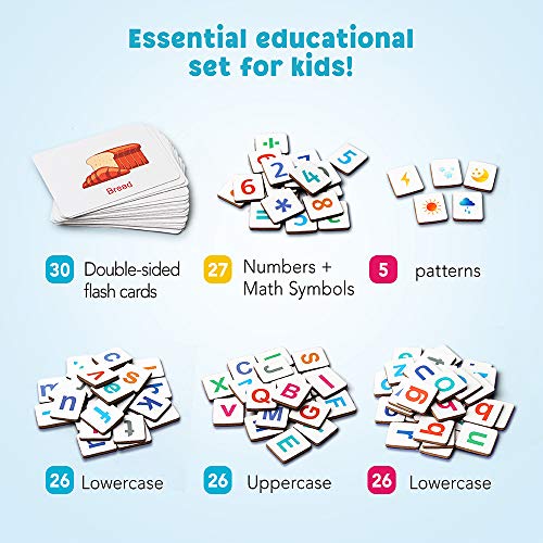 Coogam Wooden Magnetic Letters and Numbers Toys, Fridge Magnets ABC Alphabet Word Flash Cards Spelling Counting Game Learning Uppercase Lowercase Math for 3 4 5 Year Old Preschool Toddler Kid Boy Girl - Image 2