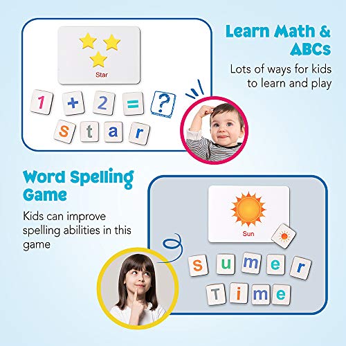 Coogam Wooden Magnetic Letters and Numbers Toys, Fridge Magnets ABC Alphabet Word Flash Cards Spelling Counting Game Learning Uppercase Lowercase Math for 3 4 5 Year Old Preschool Toddler Kid Boy Girl - Image 4