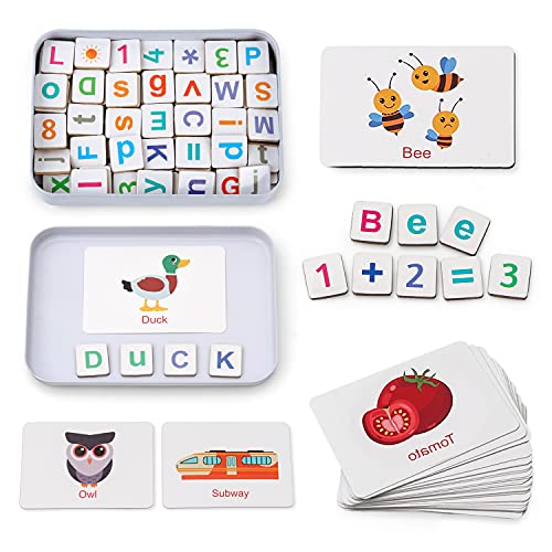 Coogam Wooden Magnetic Letters and Numbers Toys, Fridge Magnets ABC Alphabet Word Flash Cards Spelling Counting Game Learning Uppercase Lowercase Math for 3 4 5 Year Old Preschool Toddler Kid Boy Girl - Image 1