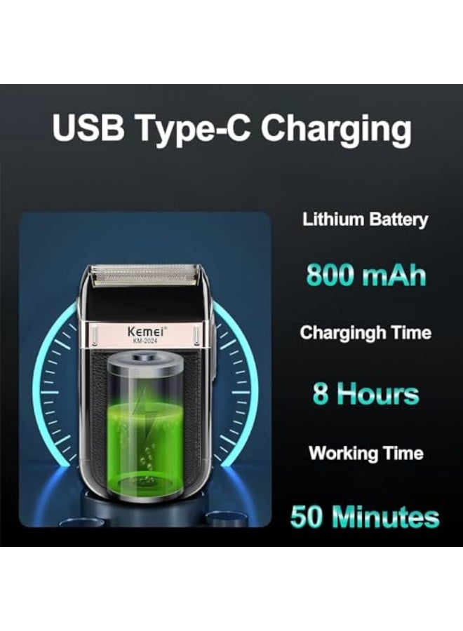 كيم Men's Electric Razor Waterproof Reciprocating Razor Cordless Precision Beard Trimmer Twin Blade USB Rechargeable Grooming Razors, Shaving & Hair Removal Products (2024 Shaver) - Image 3