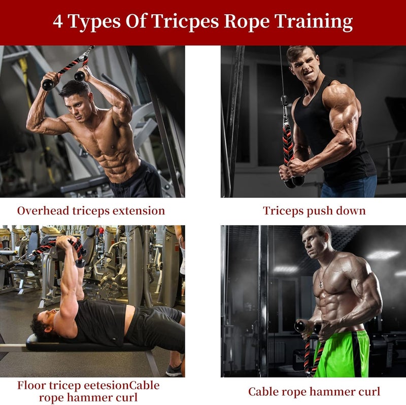 Awefrank Deluxe Tricep Rope Pull Down Cable, 27 & 36 Inch Rope Length, Easy to Grip & Non-Slip Cable Attachment for Gym Workout Exercise - Image 5
