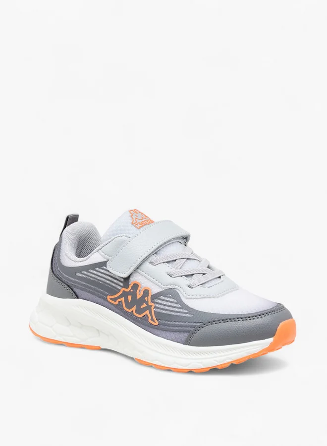 Kappa Boys' Logo Print Sports Shoes with Hook and Loop Closure