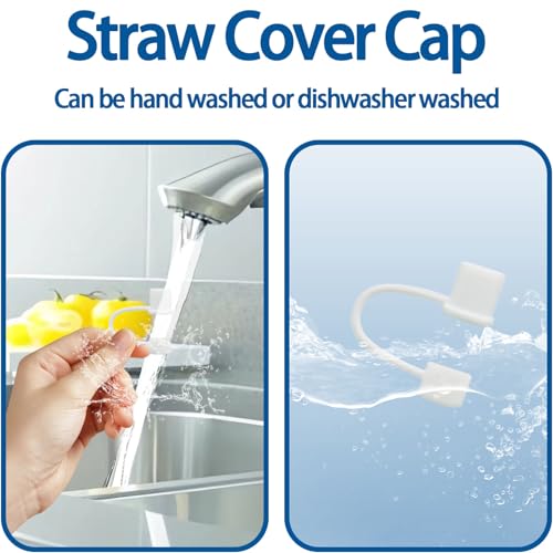 CEDIDJAC 6PCS Silicone Straw Covers Cap Compatible with Stanley Cup 30&40oz Tumbler with Handle 10mm Straw Toppers，Straw Tips Lids Dust-Proof Reusable for Stanley Cup Accessories (White) - Image 3