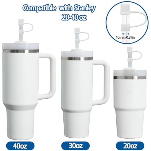 CEDIDJAC 6PCS Silicone Straw Covers Cap Compatible with Stanley Cup 30&40oz Tumbler with Handle 10mm Straw Toppers，Straw Tips Lids Dust-Proof Reusable for Stanley Cup Accessories (White) - Image 4