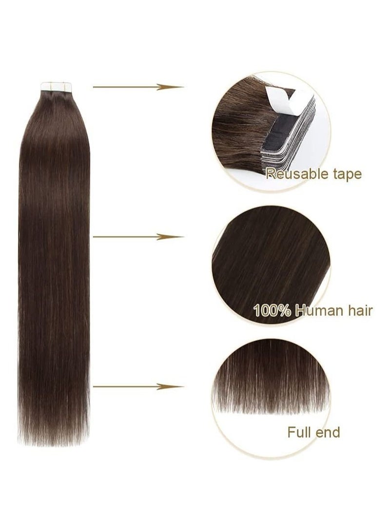Estelle Eestelle Invisible Tape in Hair Extensions, Natural Human Hair Extensions 20 Pieces 50 Grams (22in, #2) - Image 2