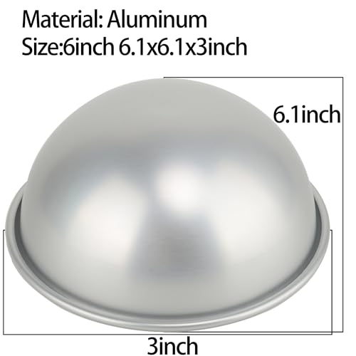 Kundalini 6inch Dome Cake Pan Aluminum Hemisphere 3D Sport Ball DIY Birthday Cake Pan - Image 2