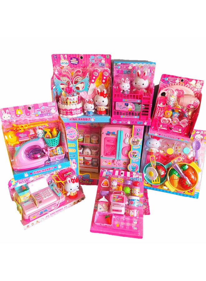 A Word Pink Rabbit Simulation Scene Play Home Toy Party Cake Birthday Children Sound And Light Girls 4-6 Makeup-Color:21602 Oven - Image 2