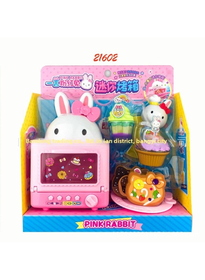 A Word Pink Rabbit Simulation Scene Play Home Toy Party Cake Birthday Children Sound And Light Girls 4-6 Makeup-Color:21602 Oven - Image 1
