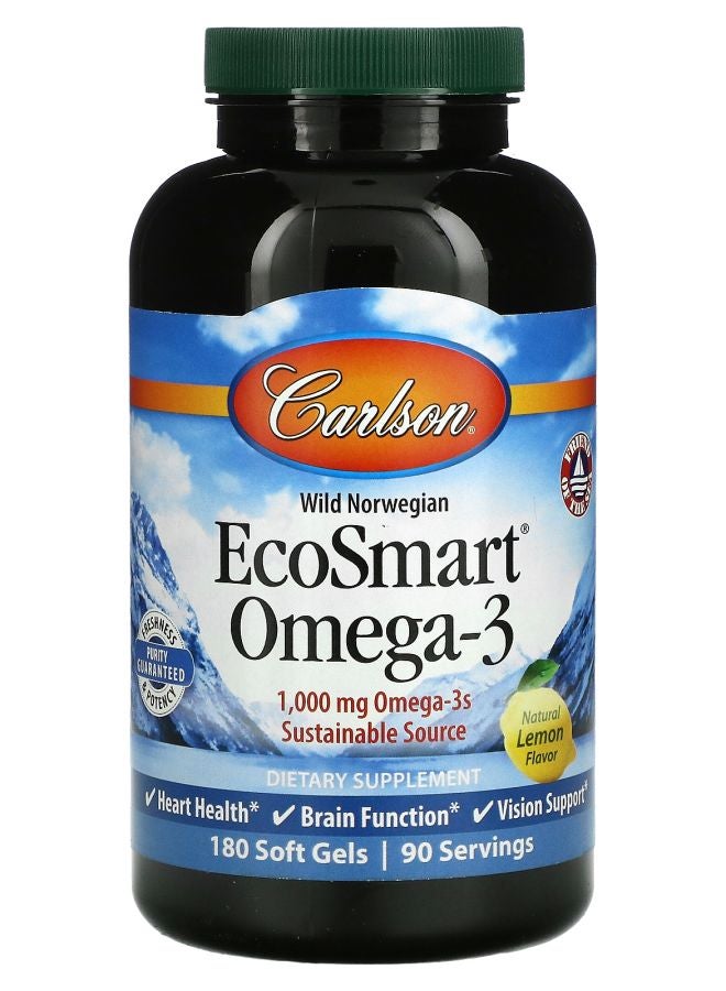 EcoSmart Omega3 Natural Lemon 1000 mg 180 Soft Gels (500 mg per Soft Gel)