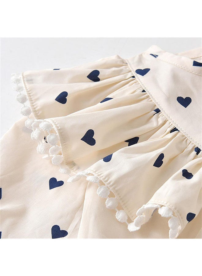 NIBEMINENT - Baby One Piece Bodysuit Cute Heart-Shaped Printed One-Piece Suit With Ruffle Trim At The Chest, Button Closure Back, Snap Crotch For Easy On And Off - Image 1