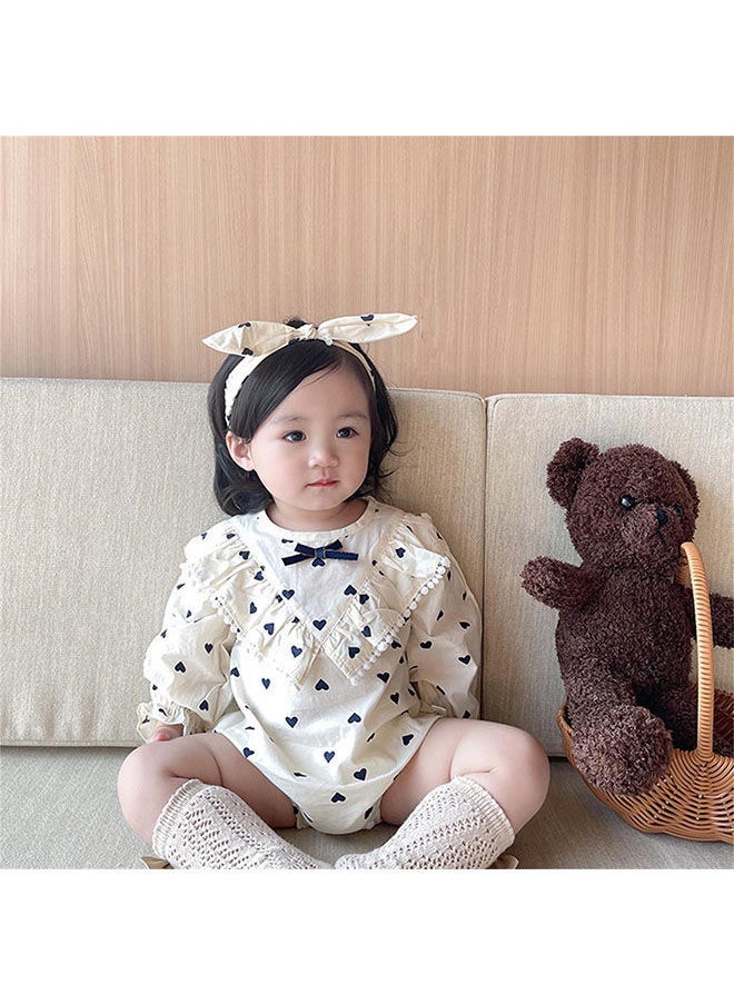 NIBEMINENT - Baby One Piece Bodysuit Cute Heart-Shaped Printed One-Piece Suit With Ruffle Trim At The Chest, Button Closure Back, Snap Crotch For Easy On And Off - Image 1