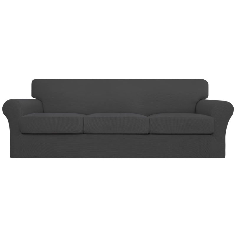 EasyGoing Couch Cover Stretch Sofa Cover with 3 Cushion Covers Washable Spandex Jacquard Fabric Elastic Furniture Protector for Pets Kid XLarge Dark Gray