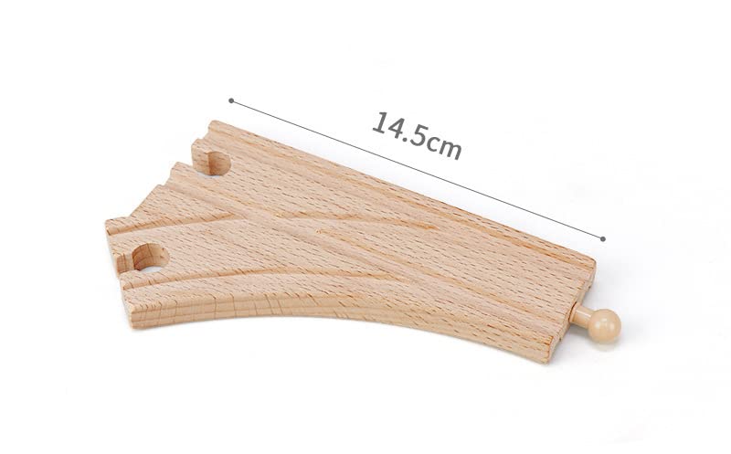 Ioffersuper 10 Pieces Wooden Train Track Set, Curved Switch Track and Cross Track Compatible with All Major Brands - Image 4