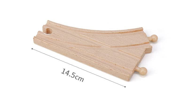 Ioffersuper 10 Pieces Wooden Train Track Set, Curved Switch Track and Cross Track Compatible with All Major Brands - Image 5
