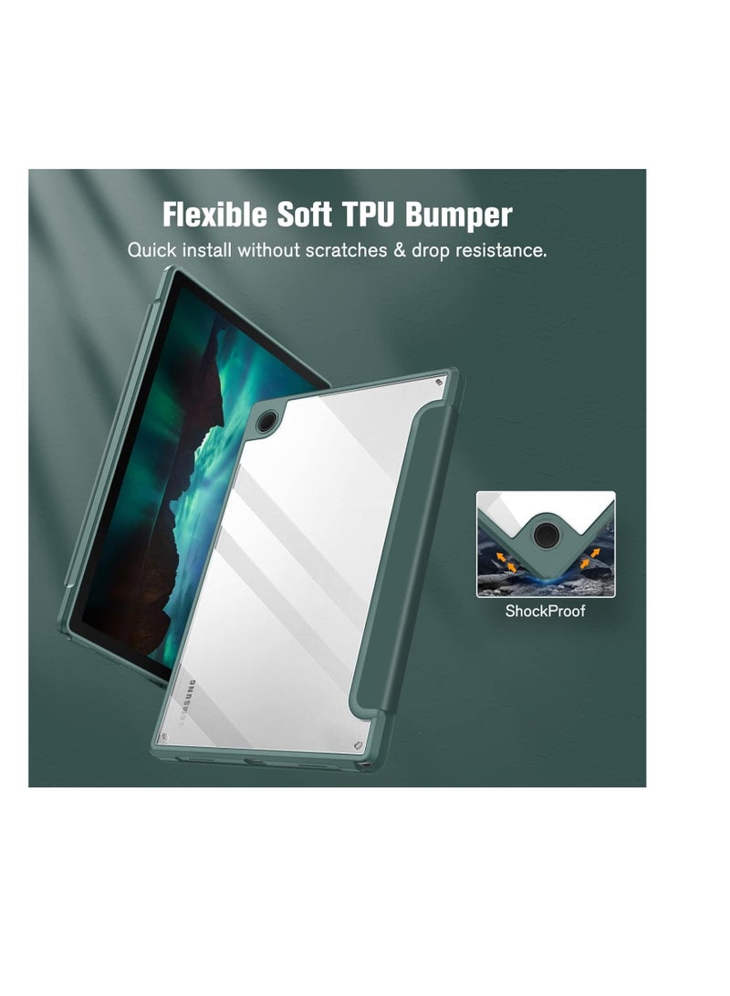 Hybrid Slim Case for Samsung Galaxy Tab A8 10.5 inch 2021 Model (SM-X200/X205), Shockproof Cover with Clear Transparent Back Shell, Auto Wake/Sleep (Green) - Image 3
