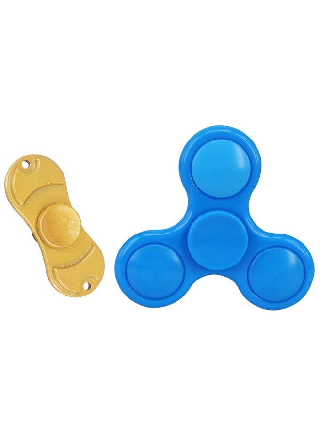 Premsons Premsons® Hand Spinner Desk Toy - High Speed Smooth Finger Spin Sensory Fidget Stress Relief Game Play for Kids & Adults - Birthday Party Gift - Combo - Plastic+ Metal Gold Dual - Image 1