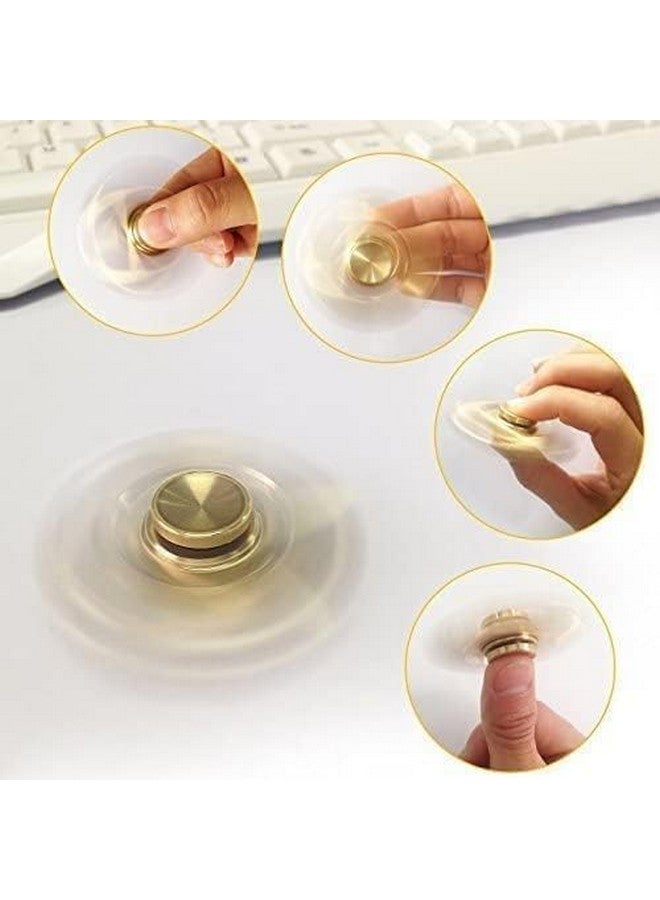 Premsons Premsons® Hand Spinner Desk Toy - High Speed Smooth Finger Spin Sensory Fidget Stress Relief Game Play for Kids & Adults - Birthday Party Gift - Combo - Plastic+ Metal Gold Dual - Image 4