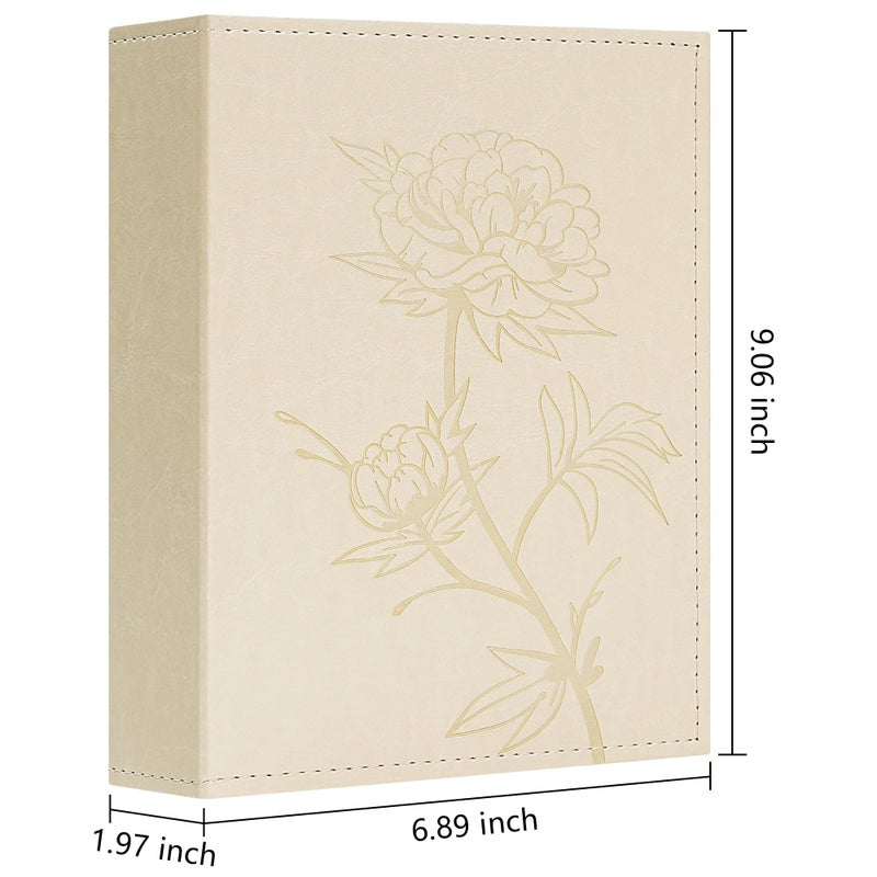 Vienrose Photo Album 200 4?6 Photos Vegan Leather Cover Photo Book Horizontal Pockets for 4?6 Large Capacity Picture Album for Family Wedding Baby Anniversary(200 Pockets Beige) - Image 1