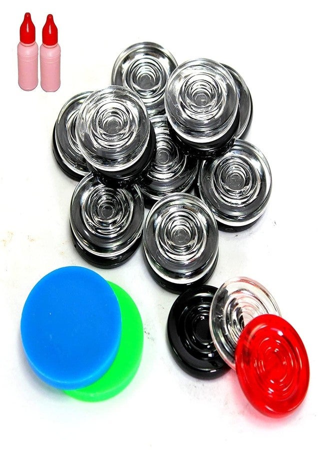 LUCKYMORDEN Carrom Board Coins in Box - 20 Pcs with 2 Strikers &2 Bottle Disco Powder (2 GMS) | Transparent Crystal/Acrylic Finish | Indoor Game Play Fun for Kids, Adults & Family - Image 1