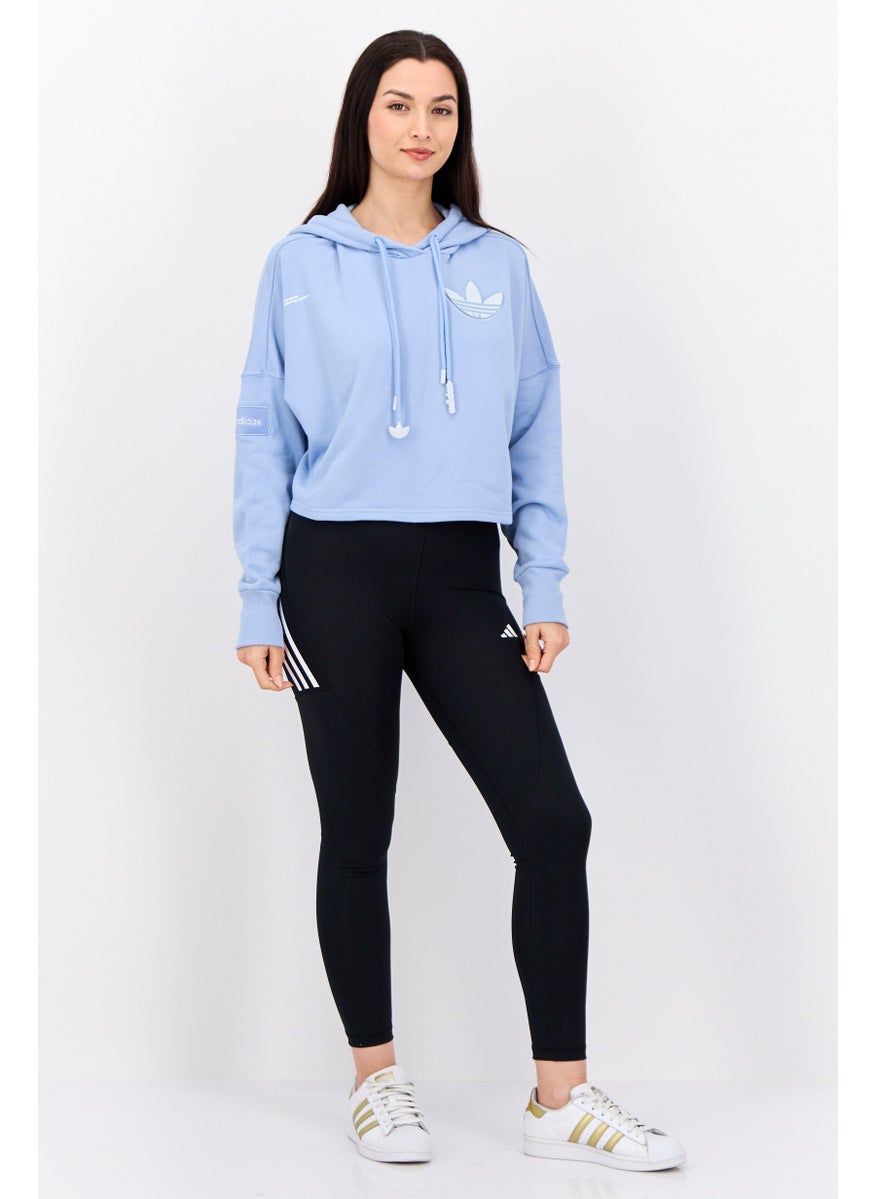 adidas Originals - Women Sportswear Fit Long Sleeves Outdoor Crop Hoodie, Steel Blue - Image 1