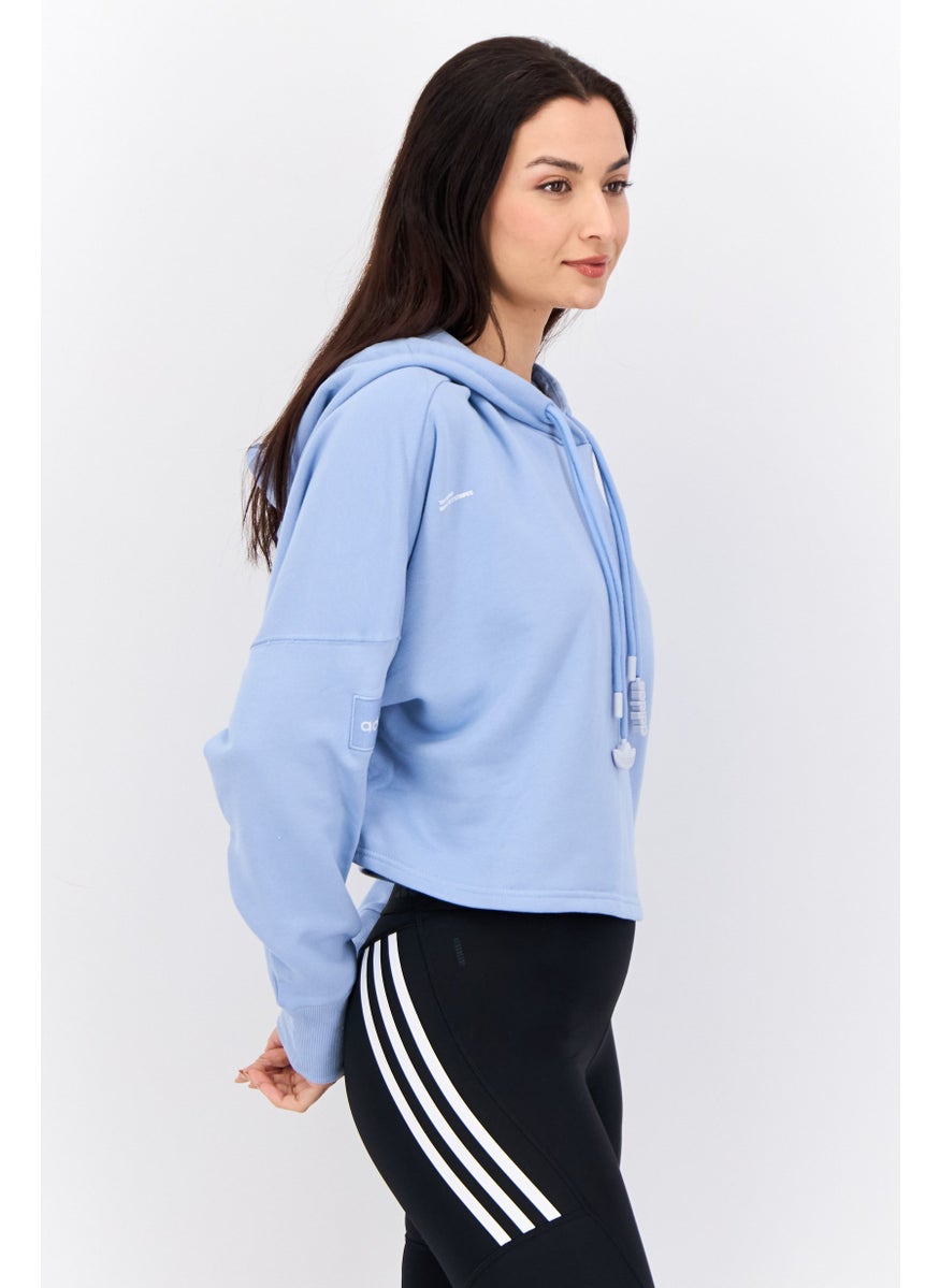 adidas Originals - Women Sportswear Fit Long Sleeves Outdoor Crop Hoodie, Steel Blue - Image 1