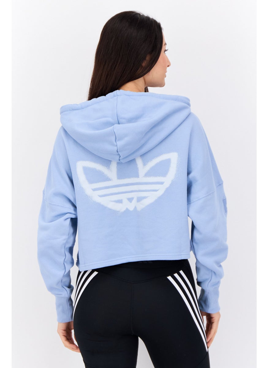 adidas Originals - Women Sportswear Fit Long Sleeves Outdoor Crop Hoodie, Steel Blue - Image 1