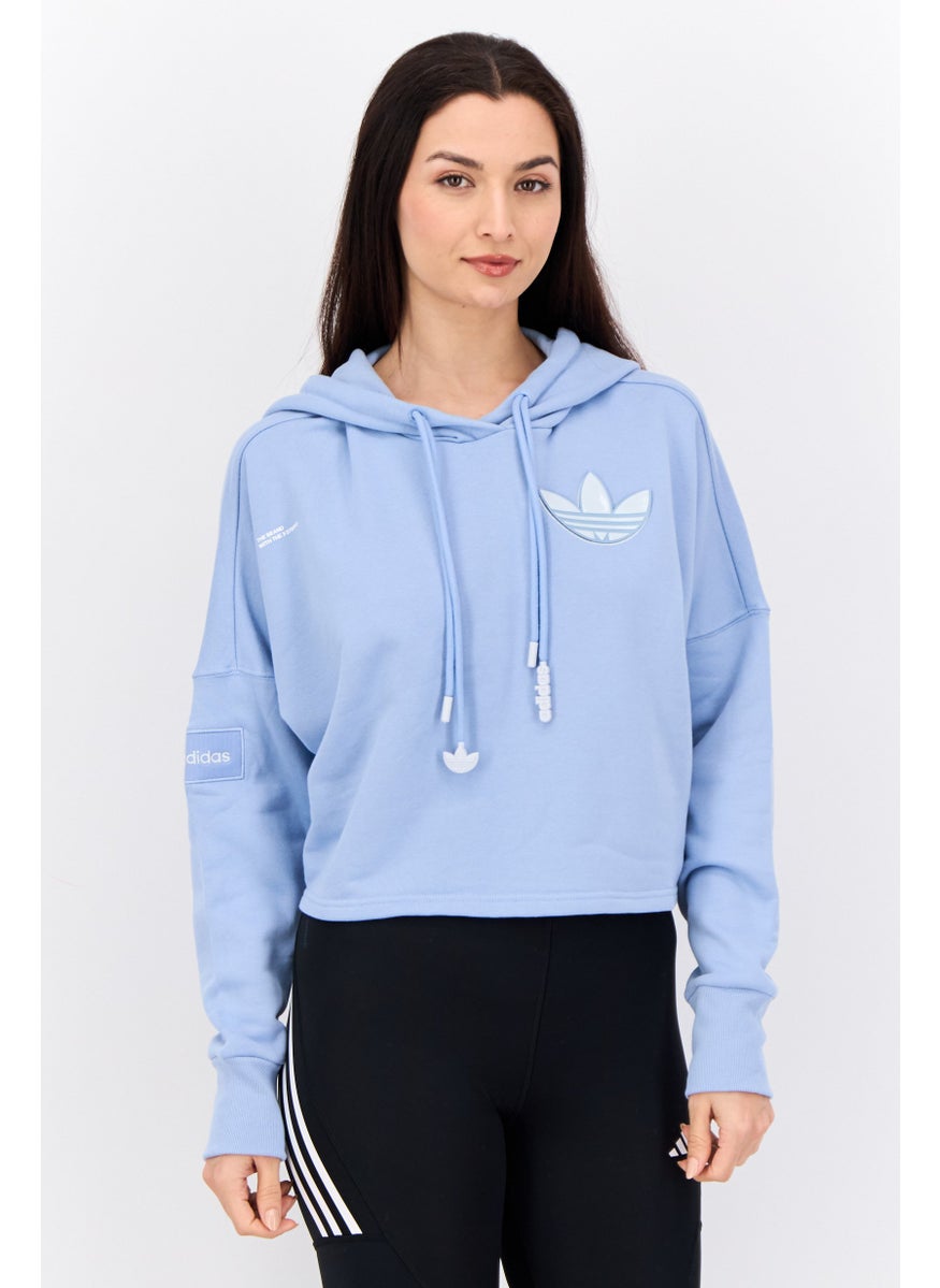adidas Originals - Women Sportswear Fit Long Sleeves Outdoor Crop Hoodie, Steel Blue - Image 1