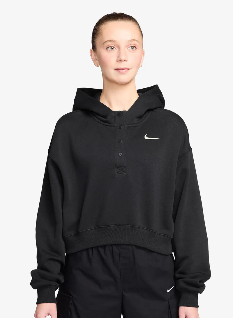 نايكي هودي فينيكس فليس كبير الحجم قصير بياقة هنلي