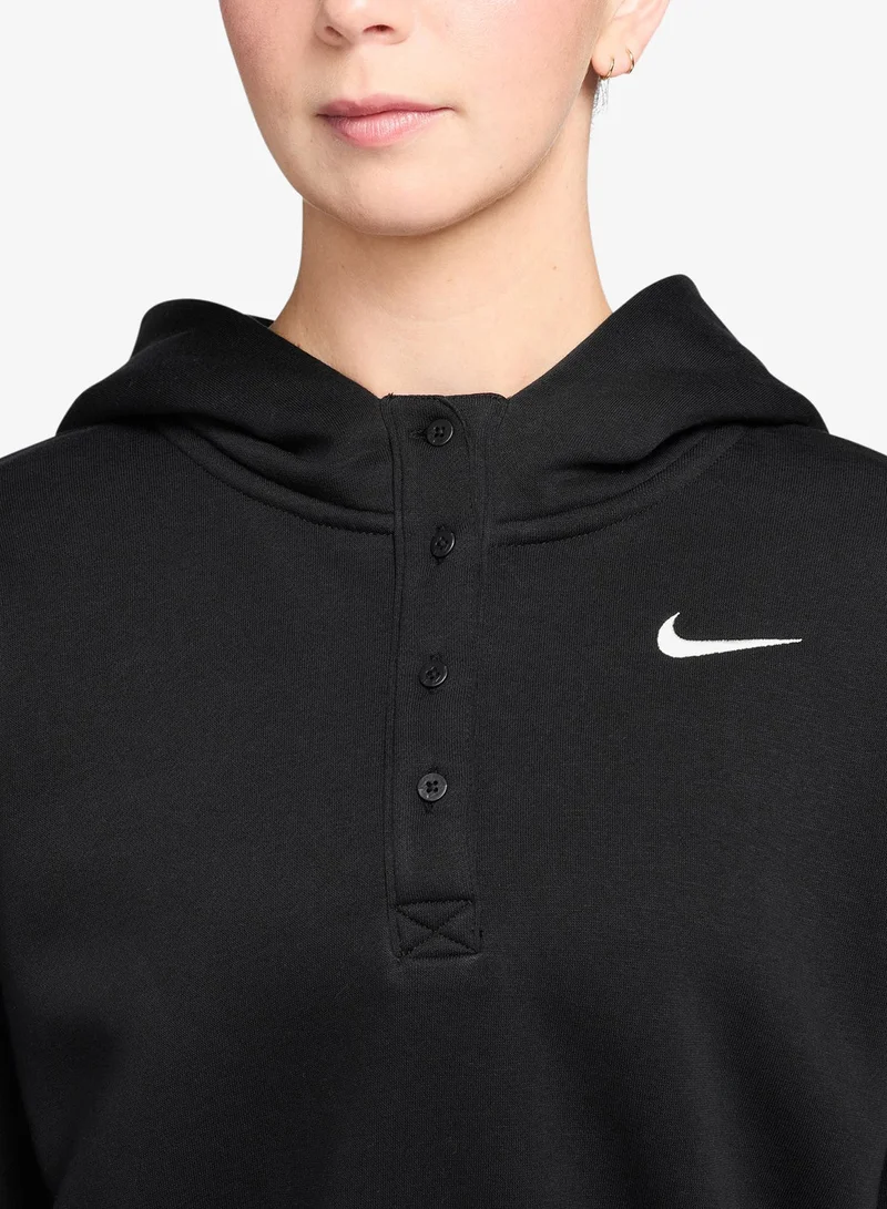 Nike BLACK/(SAIL) Phoenix Fleece Oversized Cropped Henley Hoodie for Women | Best Price UAE