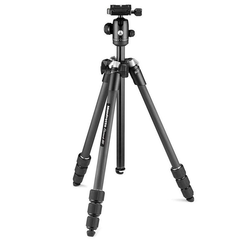 Manfrotto Element MII Mobile Bluetooth 4-Section Carbon Fiber Traveler Tripod, Black - Image 1
