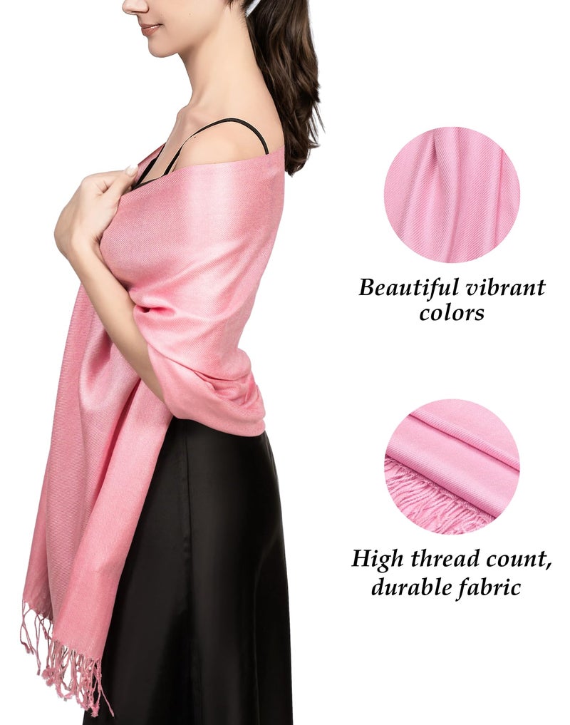 Achillea Soft Silky Pashmina Scarf for Women - Shawl Wrap for Evening Dresses, Bridesmaids, Weddings & Everyday Wear (Pink) - Image 5