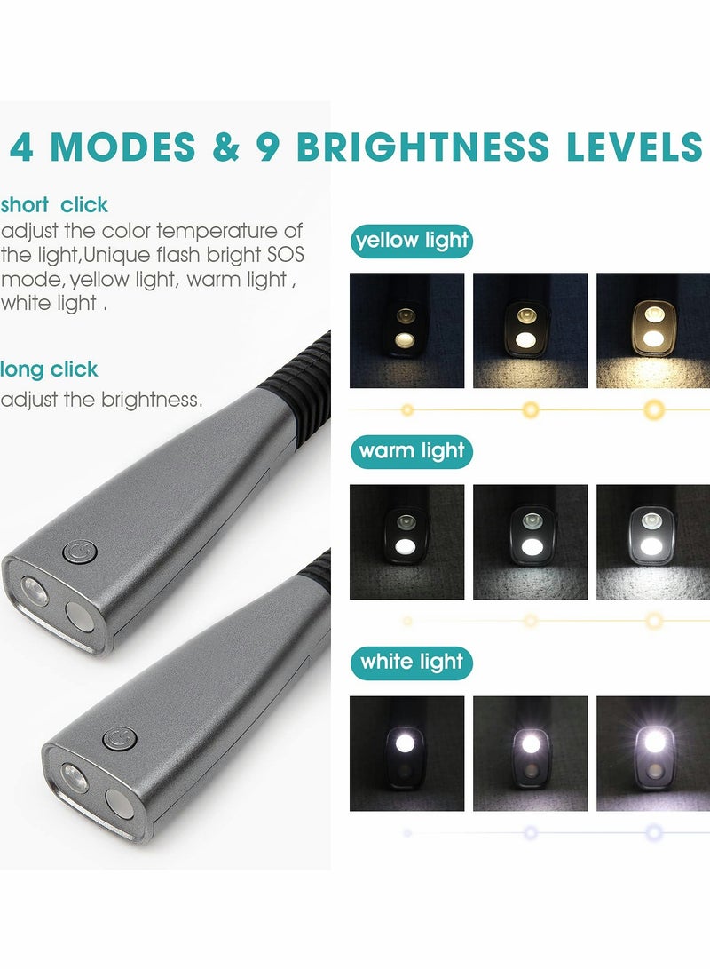 مصباح قراءة LED قابل للشحن مع أذرع مرنة، مثالي لقراءة قبل النوم، يحتوي على تقنية تعتيم مستمر لضبط السطوع حسب الحاجة.  - Image 4
