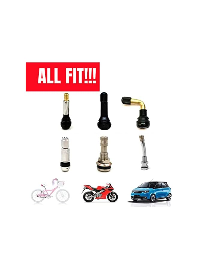 S-TOP Metal Tire Valve Stem Cap Covers - Black, Universal Fit - Compatible with Car, Truck, SUV, Motorbike, Bicycle - Set of 5 - Dust Proof, Leak-Proof - RS Emblem - Easy Install Guarantee - Image 2