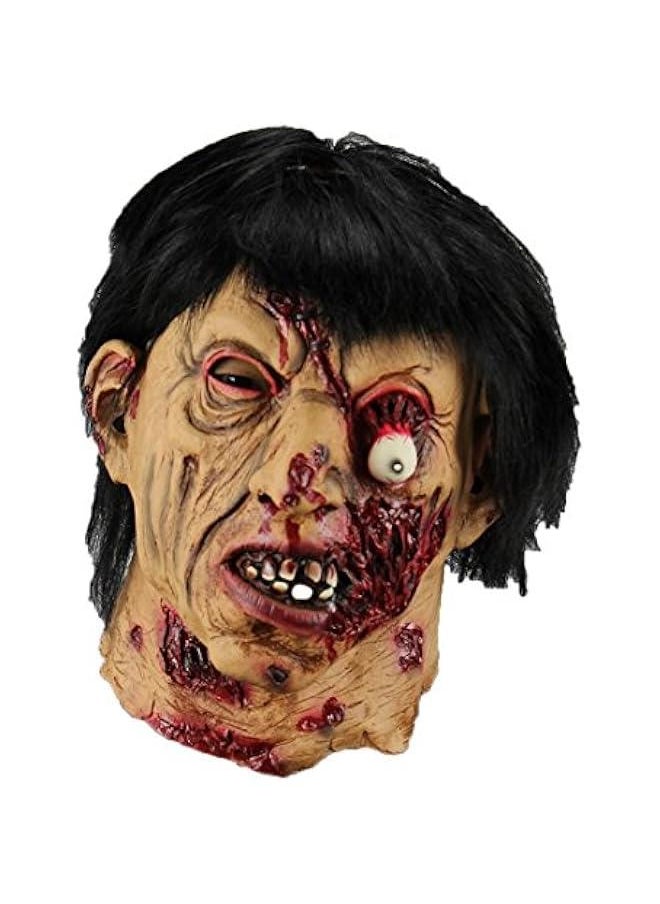 Generic Horror Scary Creepy Zombies Mask Rot Face Props Scary Latex Black Hair Mask  - Image 1