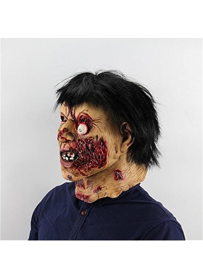 Generic Horror Scary Creepy Zombies Mask Rot Face Props Scary Latex Black Hair Mask  - Image 2