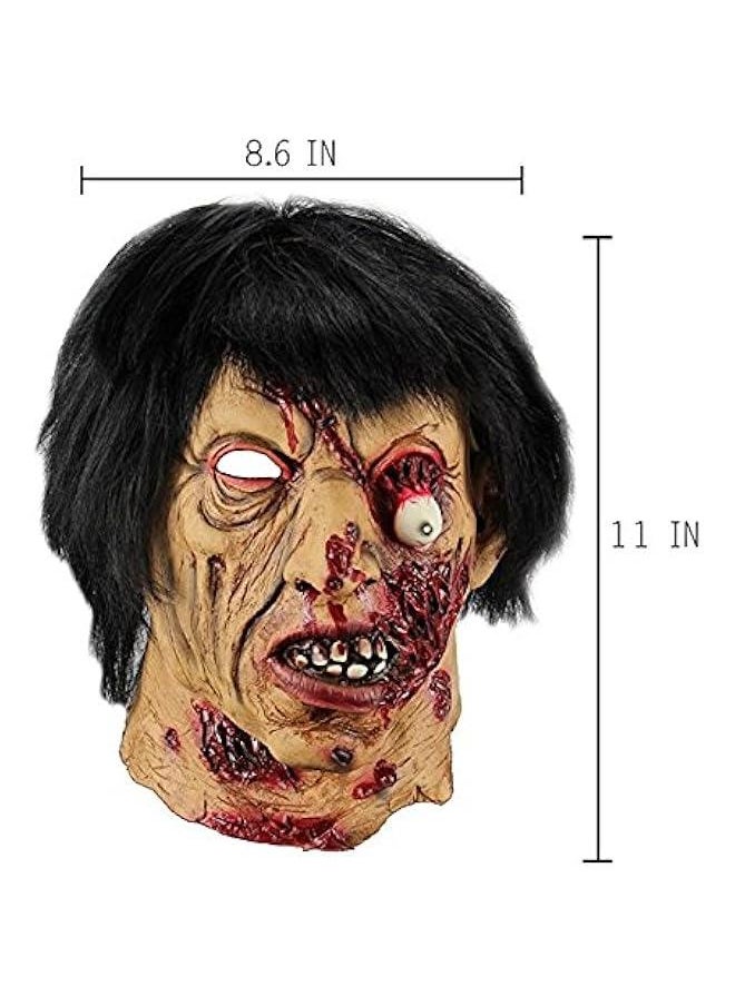 Generic Horror Scary Creepy Zombies Mask Rot Face Props Scary Latex Black Hair Mask  - Image 4