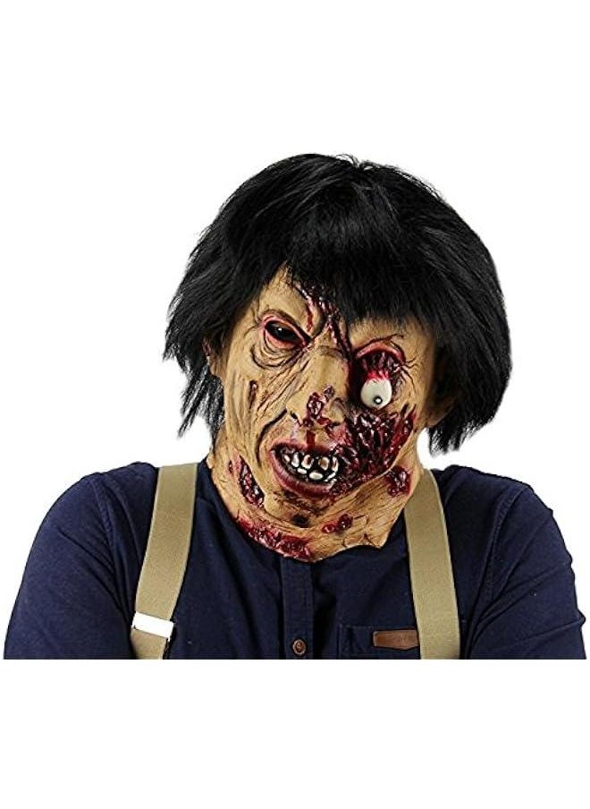 Generic Horror Scary Creepy Zombies Mask Rot Face Props Scary Latex Black Hair Mask  - Image 5